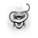 skaty snake with open mouth pierced face tattoo design idea