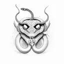skaty snake with open mouth pierced face tattoo design idea
