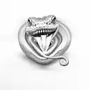 skaty snake with open mouth pierced face tattoo design idea