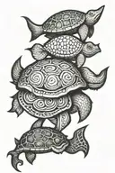 elephant turtle fish snail tattoo design idea
