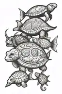 elephant turtle fish snail tattoo design idea