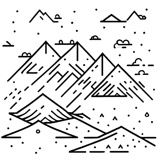 very minimal snowcapped mountains with a hike path tattoo design idea
