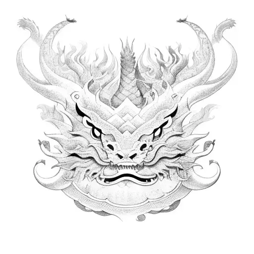 chinese zodiac dragon with a chinese zodiac rabbit  tattoo design idea