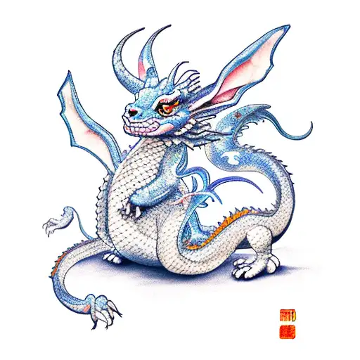 chinese zodiac dragon with rabbit  tattoo design idea
