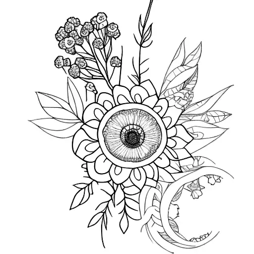 A tattoo design incorporating all the birth flowers of your nieces and nephews tattoo design idea
