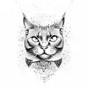 black angry cat with crown tattoo design idea