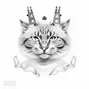 black angry cat with crown tattoo design idea