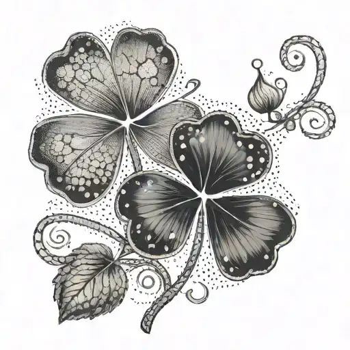 acorn leaf clover intertwined tattoo design idea