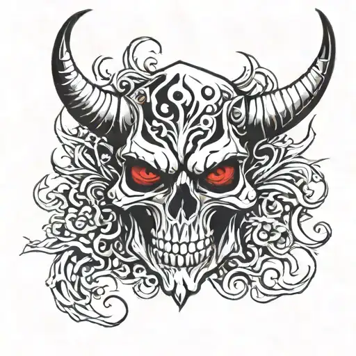 devil  skull tattoo design idea