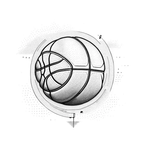 A mechanical engineer playing basketball with a dog-shaped basketball tattoo design idea