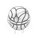 A mechanical engineer playing basketball with a dog-shaped basketball tattoo design idea