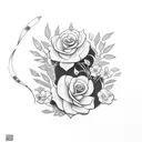 sewing machine, bird and flowers tattoo design idea