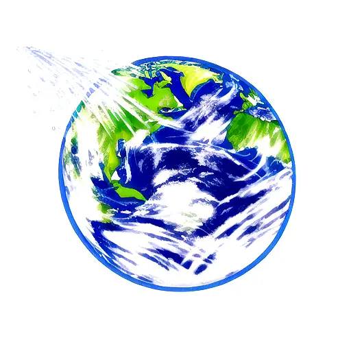 earth with water splashing around tattoo design idea