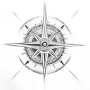 Background is Moutain, with e Wolf and a Christian cross, in the top of the picture en compass tattoo design idea