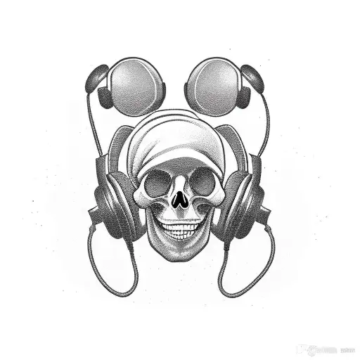 Stippled Funny Skull Headphones Dotted Tattoo Stock Vector (Royalty Free)  1153332775 | Shutterstock