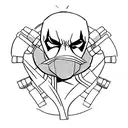 deadpool black white tattoo design idea