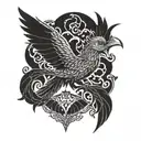 fenix bird scale balanced tattoo design idea