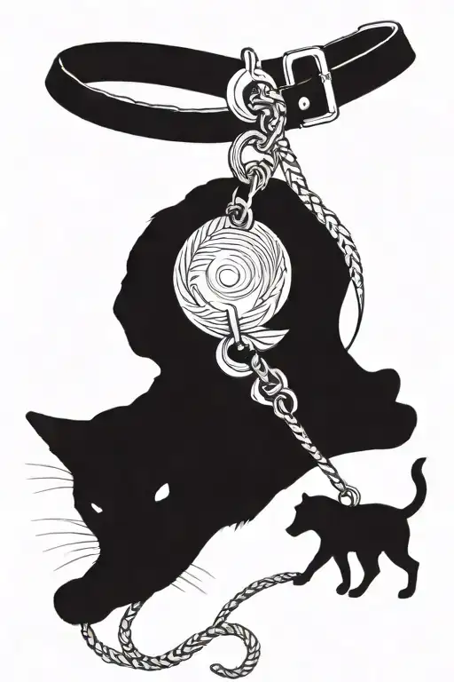 A cat keeps a Labrador on a leash  tattoo design idea