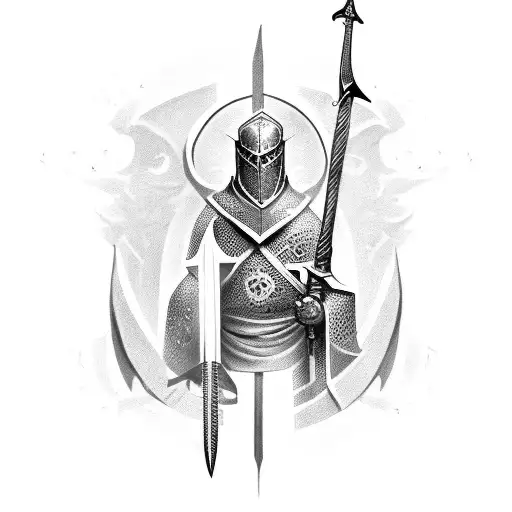 templar knight with sword tattoo design idea