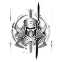 templar knight with sword tattoo design idea