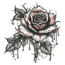black cherry blossom roses  blood dripping in the center making some of the petals change to red tattoo design idea