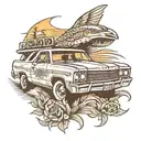 el camino car driving tattoo design idea
