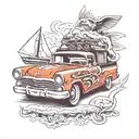 el camino car driving tattoo design idea