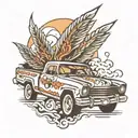 el camino car driving tattoo design idea