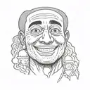 smiling face but depressed man tattoo design idea