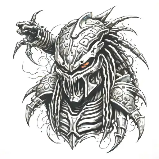 predator fighting alien tattoo design idea