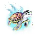 ocean with turtle and Octopus tattoo design idea