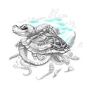 ocean with turtle and Octopus tattoo design idea