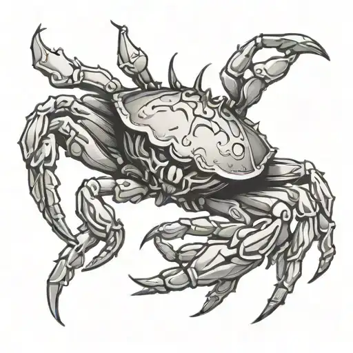 crab, immortal, gothic, antichrist, shadows, linear tattoo design idea