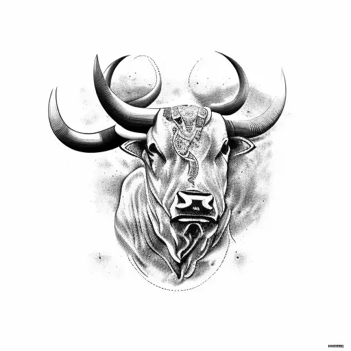 bull as drummer tattoo design idea