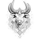 bull as drummer tattoo design idea