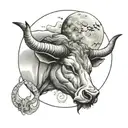 taurus and a full moon tattoo design idea