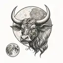 taurus and a full moon tattoo design idea