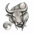 taurus and a full moon tattoo design idea
