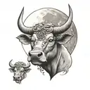 taurus and a full moon tattoo design idea