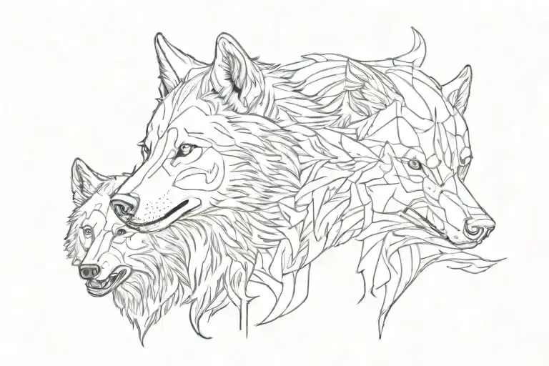 wolf and bear  tattoo design idea