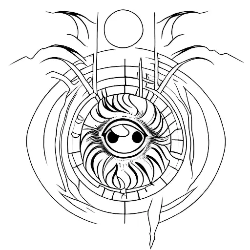 A minimalist tattoo of the Eye of Sauron from Lord of the Rings tattoo design idea