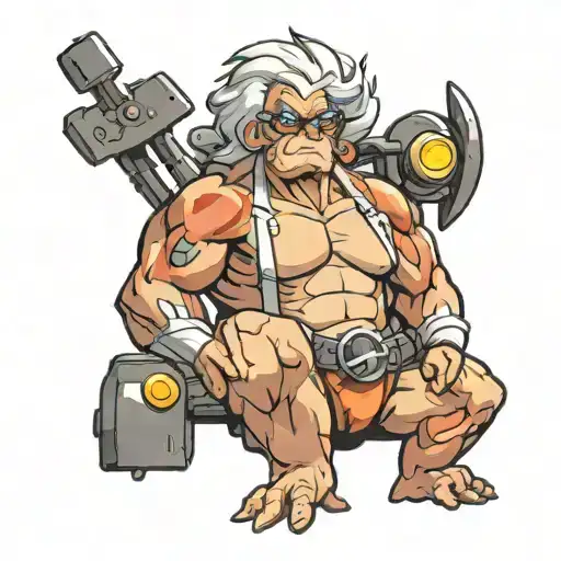 Very muscular pokemon granny tattoo design idea