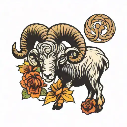 ram tattoo for an Aries zodiac sign tattoo design idea