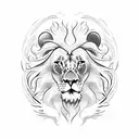 Lion in background with white doves plus a wave underneath with a fish under the wave and a crab tattoo design idea