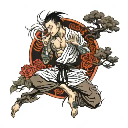 boredom zen stillness martial art tattoo design idea