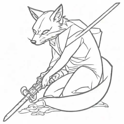 samura fox playing sword and scarface tattoo design idea