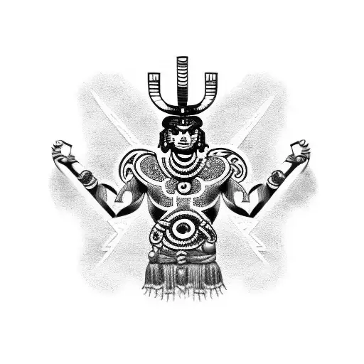 Aztec god underworld arm tattoo design idea