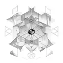 "Seek the Truth" in text with stars in the background as filler in the shape of a square  tattoo design idea