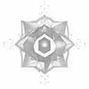 "Seek the Truth" in text with stars in the background as filler in the shape of a square  tattoo design idea