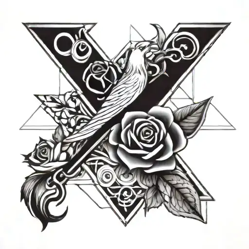 scissor and rose  tattoo design idea